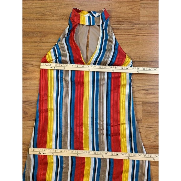 70's Style Striped Satin Maxi Dress Flowy Womens Festival A7 - Picture 11 of 15